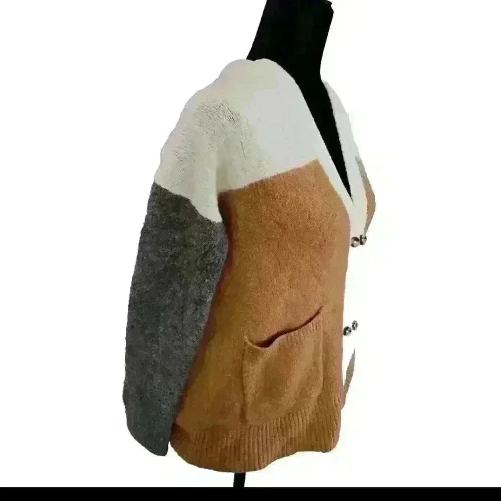 Madewell Womens Allston Double-Button Cardigan Sweater in Colorblock S - Picture 4 of 15
